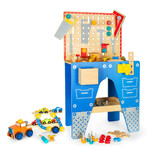 dřevěný pracovní stůl - mini mechanik + dřevěný přívěs s auty