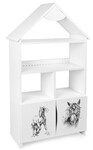 velká bílá dřevěná knihovna se skříňkou -  koník