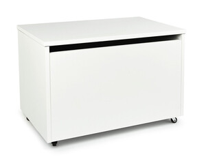 velký dřevěný box na hračky na kolečkách se sedátkem