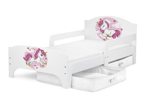drewniane łóżko dziecięce smart 140/70 cm - jednorożec lovely