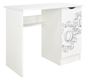 bílý psací stůl se skříňkou - roma - ozubená kola