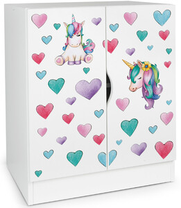 roma bílá skříň s uv potiskem - jednorožec
