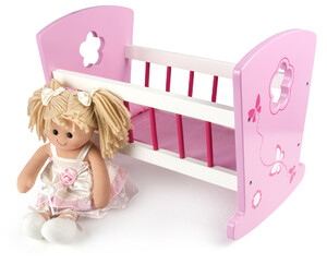 dřevěná kolébka pro panenky + měkká panenka