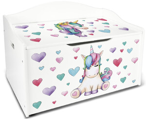 dřevěná truhla xl / kontejner na hračky - jednorožec