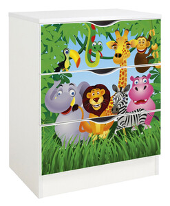 bílá komoda - roma - 3 šuplíky. zvířatka